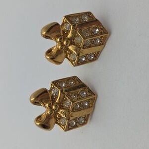 Vintage Avon gold-tone and clear rhinestone earrings